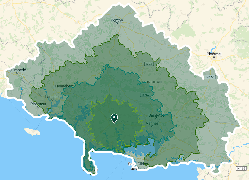 Zone de déplacement Bretagne morbihan 56 auray vannes lorient pontivy